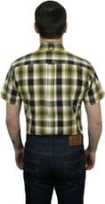 Relco Mens Mustard Brown Check Short Sleeve Button Down Shirt Spring '21 Range